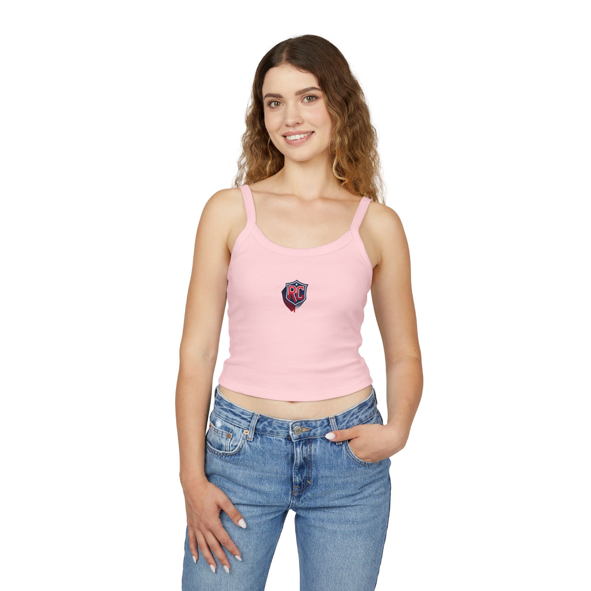 Reed Collection Stylish Women's Spaghetti Strap Tank Top with RC Shield Design – Perfect for Summer, Casual Wear, and Sporty Vibes